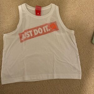 Nike White Tank Top with Bold Red Graphic